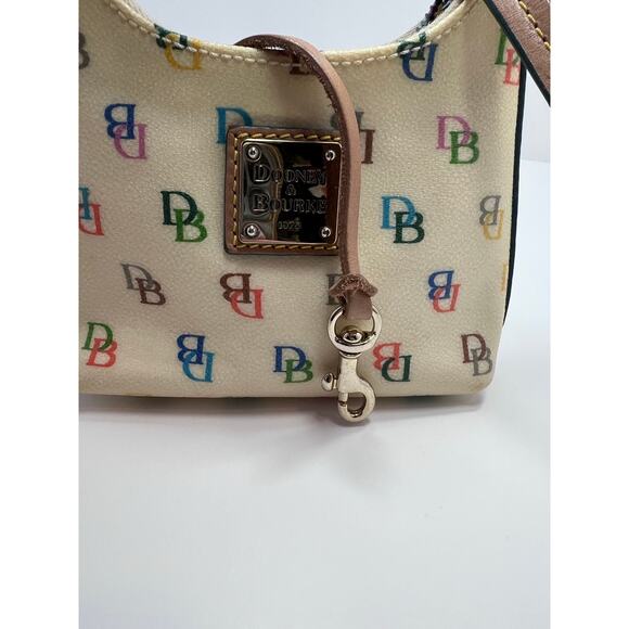 Dooney & Bourke Itsy Bitsy Ivory Multi-Color SIG Coated Canvas Zip MIni Handbag - Picture 7 of 14